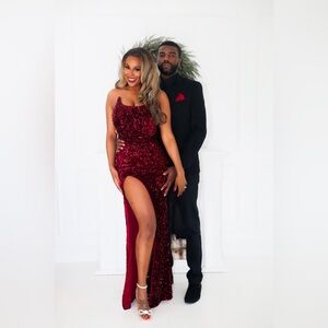 Fashion Nova Glamour Sequin Gown - Burgundy